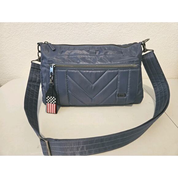 New! Lug Stretch LE Crossbody Bag In Slate Blue RFID Blocking Patriotic 12x7x4 - Picture 10 of 14